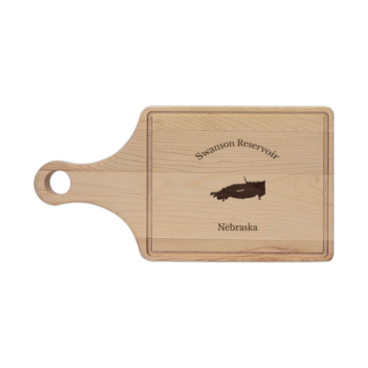 Nebraska  Swanson  Reservoir  Engraved  Cutting  Board  front  position  view  from  front  maple.webp