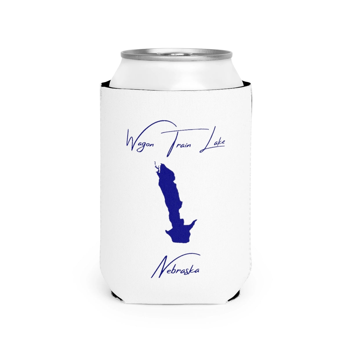 Nebraska  Wagon  Train  Lake  Can  Koozie  front  position  view  from  front-2  white.webp