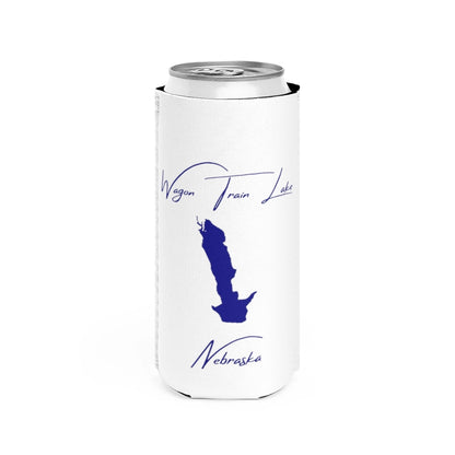 Nebraska  Wagon  Train  Lake  Slim  Can  Koozie  front  position  view  from  front  white.webp