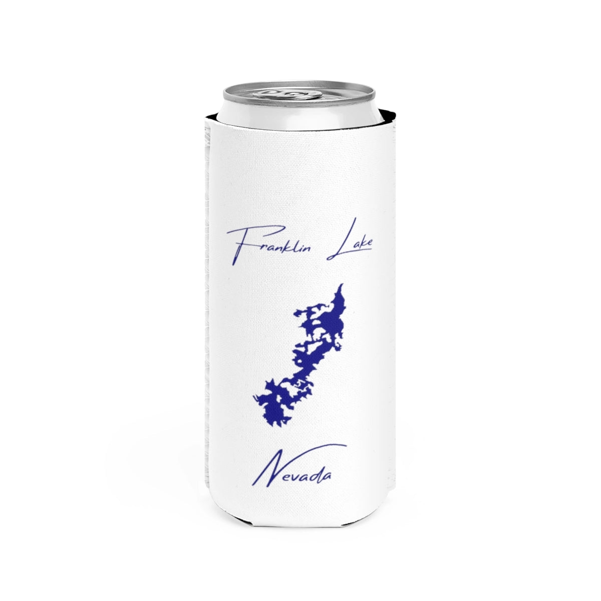 Nevada  Franklin  Lake  Slim  Can  Koozie  front  position  view  from  front  white.webp