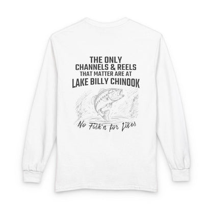 Nevada  Lake  Billy  Chinook  Long  Sleeve  Fishing  T-shirt  back  position  view  from  back  white.webp