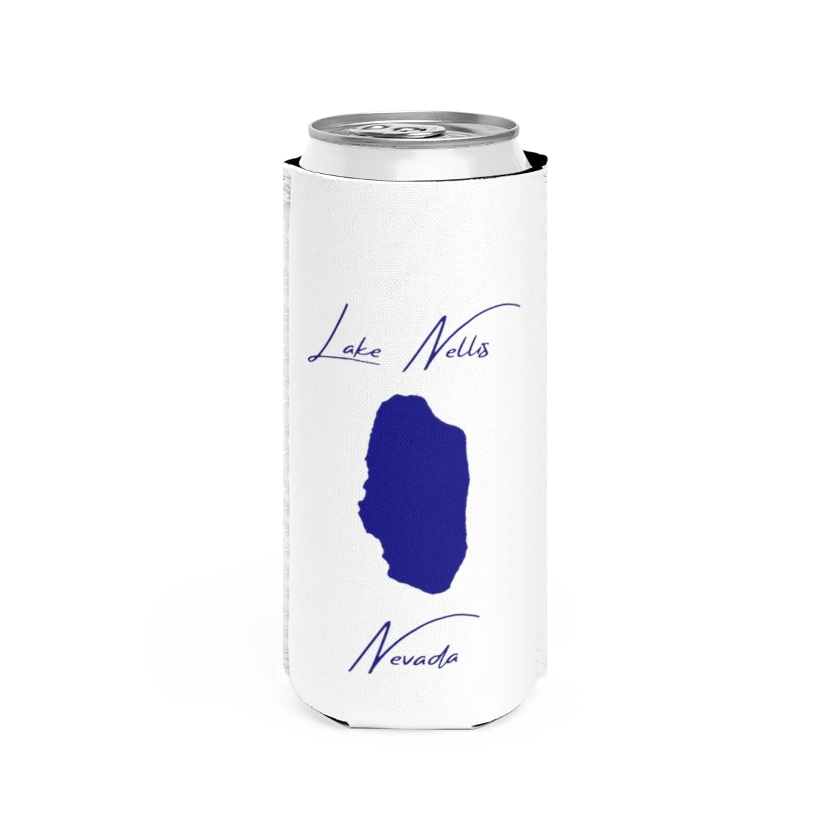 Nevada  Lake  Nellis  Slim  Can  Koozie  front  position  view  from  front  white.webp