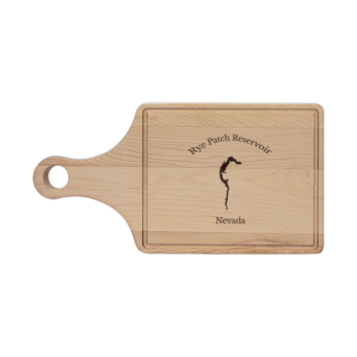 Nevada  Rye  Patch  Reservoir  Engraved  Cutting  Board  front  position  view  from  front  maple.webp