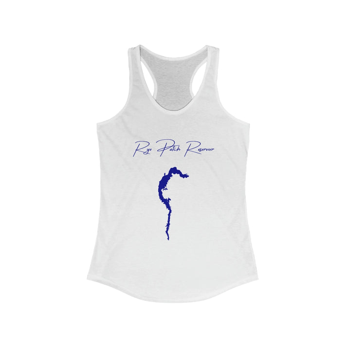 Nevada  Rye  Patch  Reservoir  Racerback-Tank  front  position  view  from  front  solid  white.webp