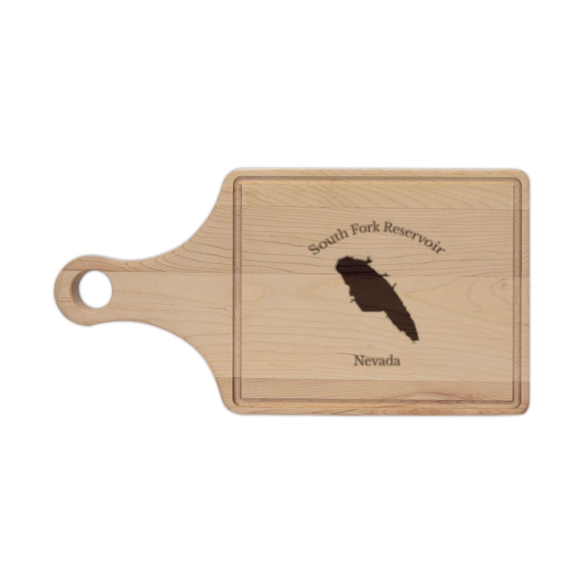 Nevada  South  Fork  Reservoir  Engraved  Cutting  Board  front  position  view  from  front  maple.webp