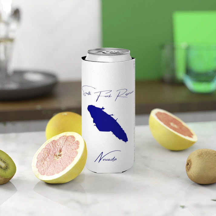 Nevada  South  Fork  Reservoir  Slim  Can  Koozie  front  position  view  from  context-2  white.webp