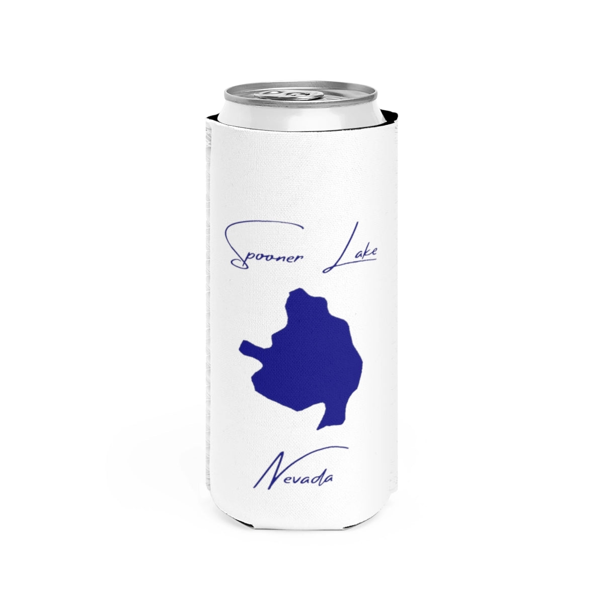 Nevada  Spooner  Lake  Slim  Can  Koozie  front  position  view  from  front  white.webp