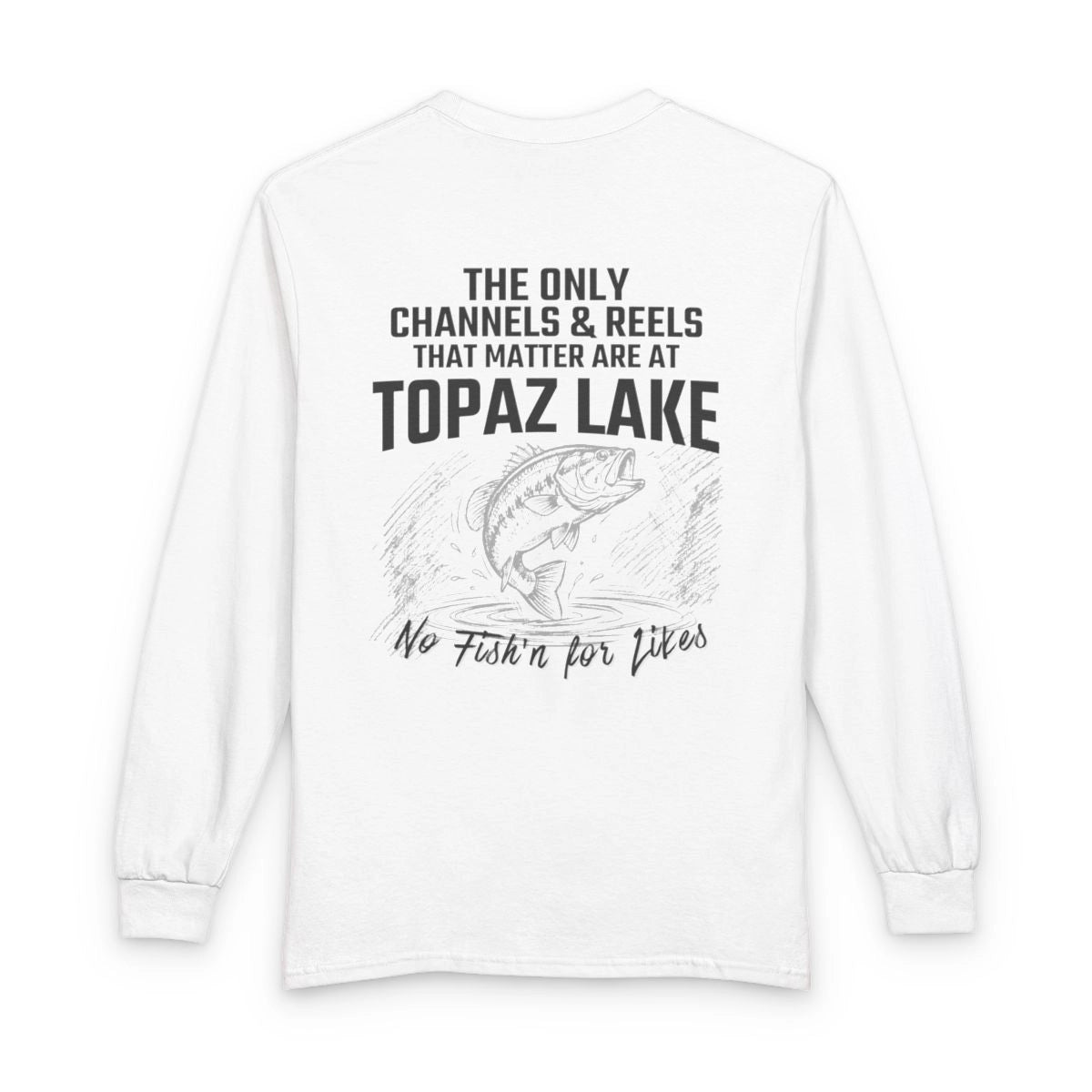 Nevada  Topaz  Lake  Long  Sleeve  Fishing  T-shirt  back  position  view  from  back  white.webp
