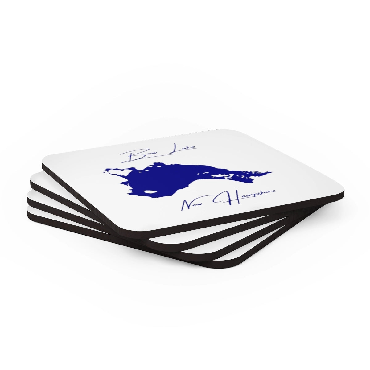 New  Hampshire  Bow  Lake  Coaster  Set  front  position  view  from  stacked  3.75  x  3.75.webp