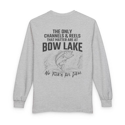 New  Hampshire  Bow  Lake  Long  Sleeve  Fishing  T-shirt  back  position  view  from  back  sport  grey.webp