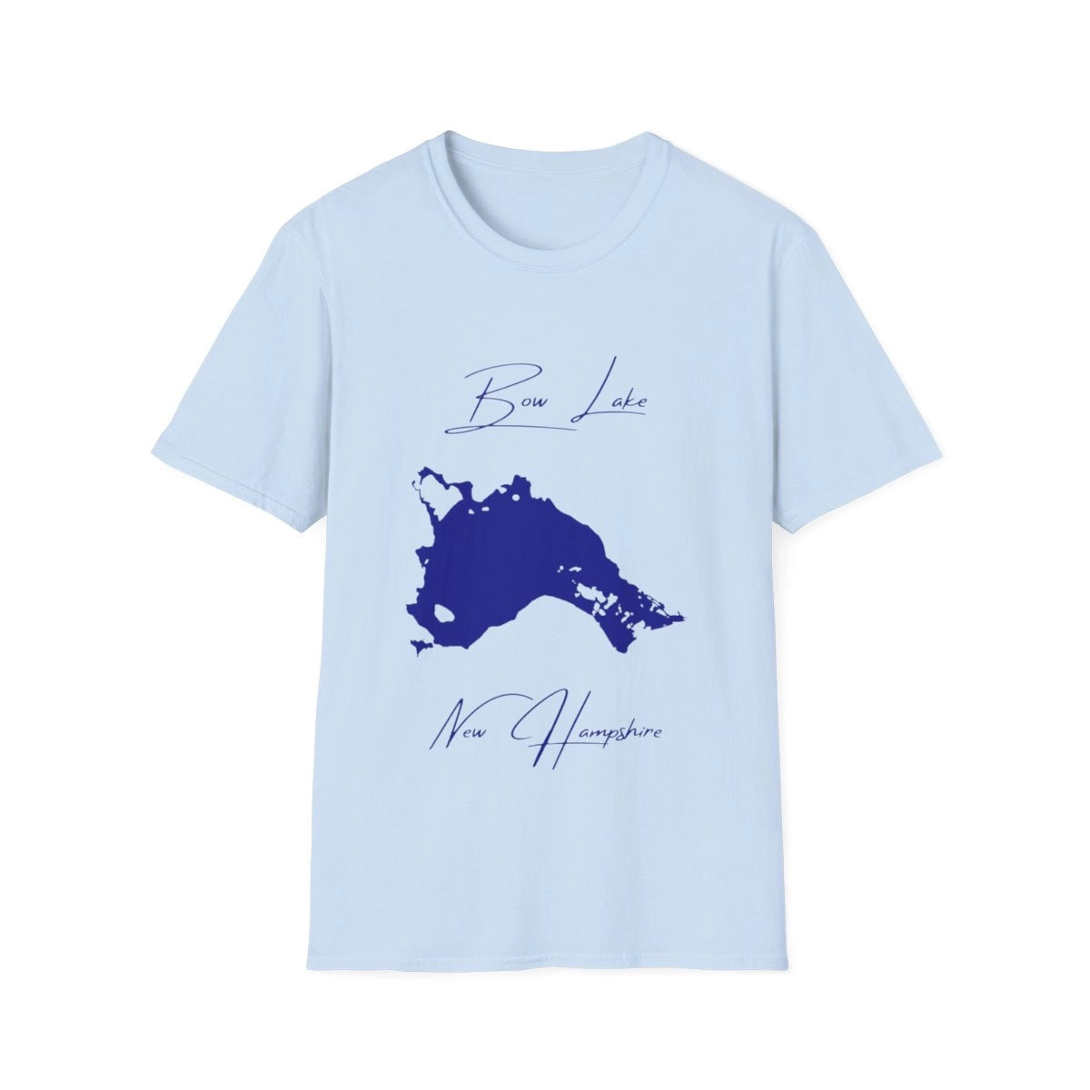 New  Hampshire  Bow  Lake  T-shirt  front  position  view  from  front  light  blue.webp