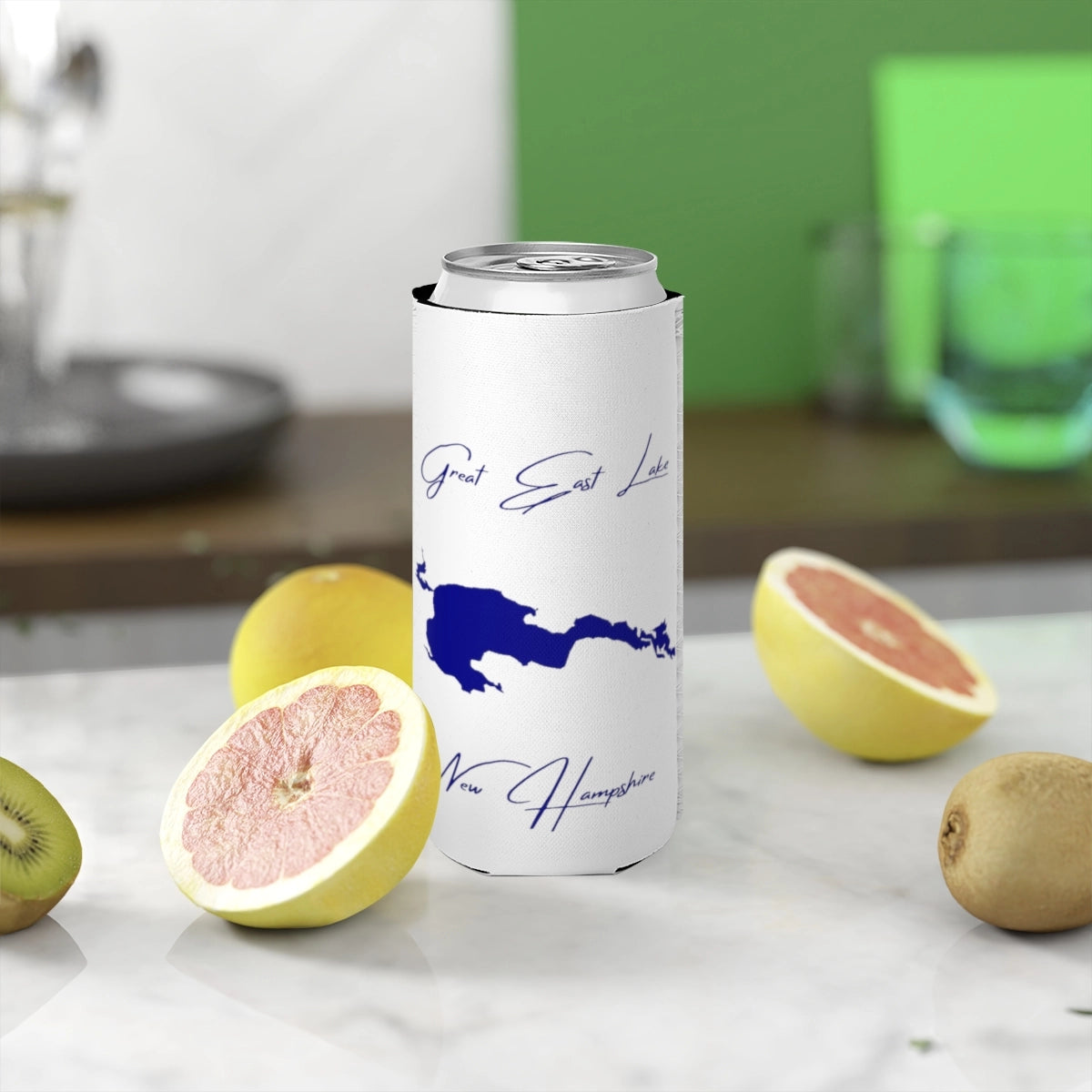 New  Hampshire  Great  East  Lake  Slim  Can  Koozie  front  position  view  from  context-2  white.webp