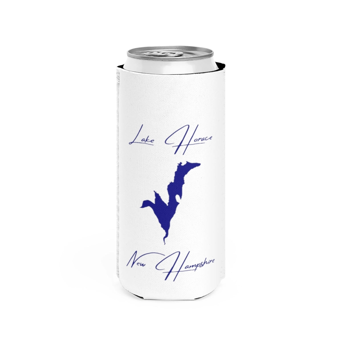 New  Hampshire  Lake  Horace  Slim  Can  Koozie  front  position  view  from  front  white.webp