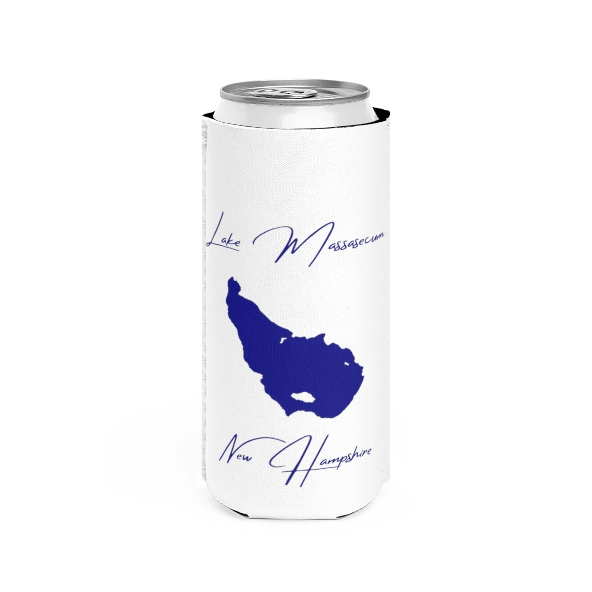 New  Hampshire  Lake  Massasecum  Slim  Can  Koozie  front  position  view  from  front  white.webp
