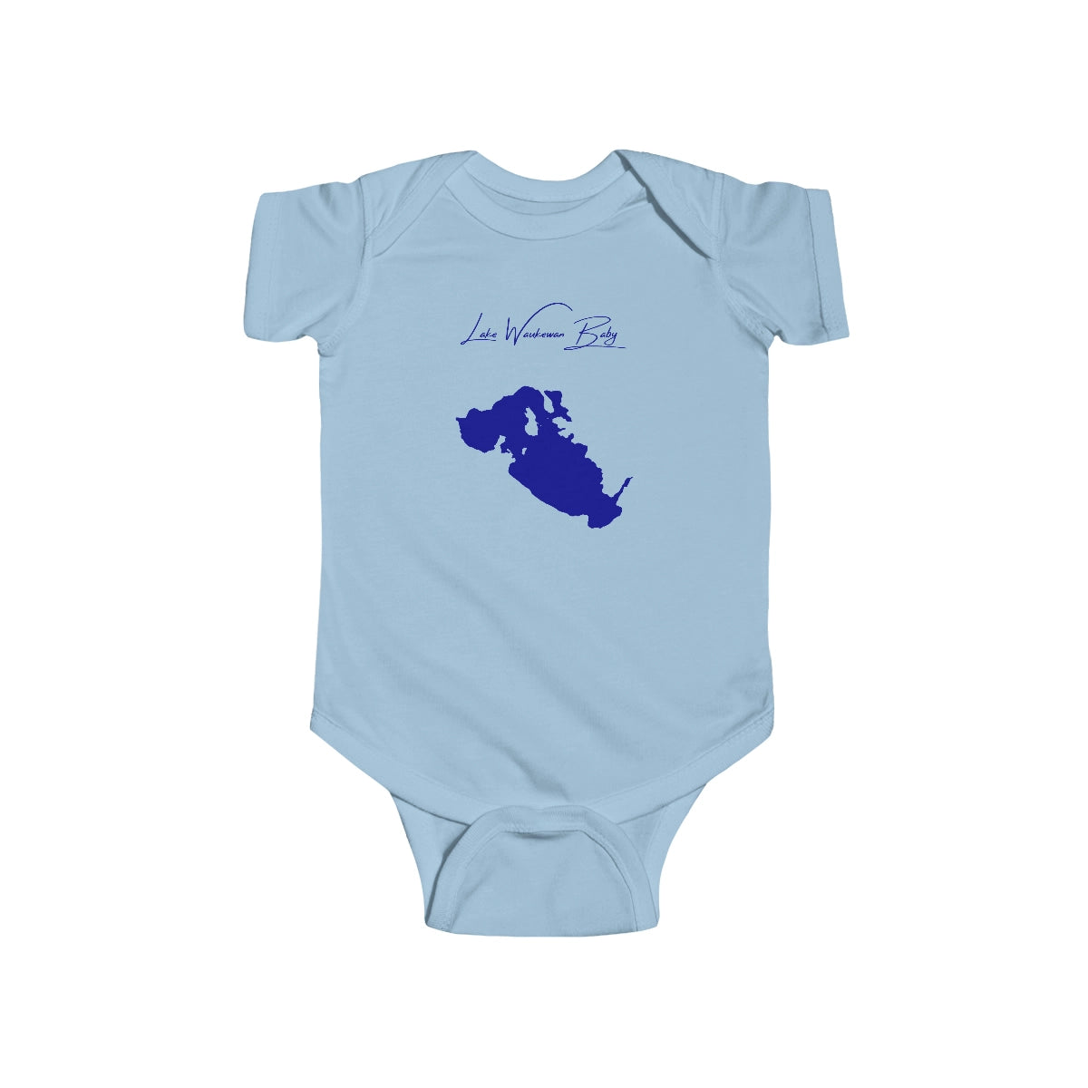 New  Hampshire  Lake  Waukewan  Onesie  front  position  view  from  front  light  blue.webp