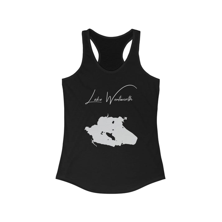 New  Hampshire  Lake  Wentworth  Racerback-Tank  front  position  view  from  front  solid  black.webp
