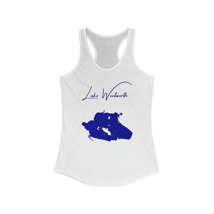 New  Hampshire  Lake  Wentworth  Racerback-Tank  front  position  view  from  front  solid  white.webp