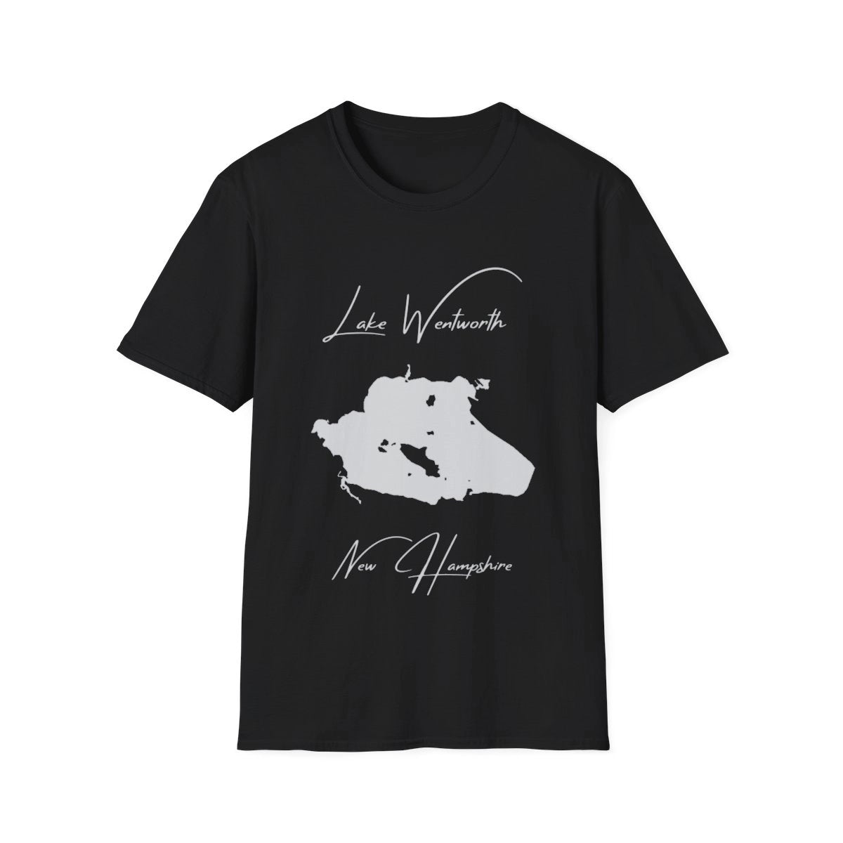 New  Hampshire  Lake  Wentworth  T-shirt  front  position  view  from  front  black.webp