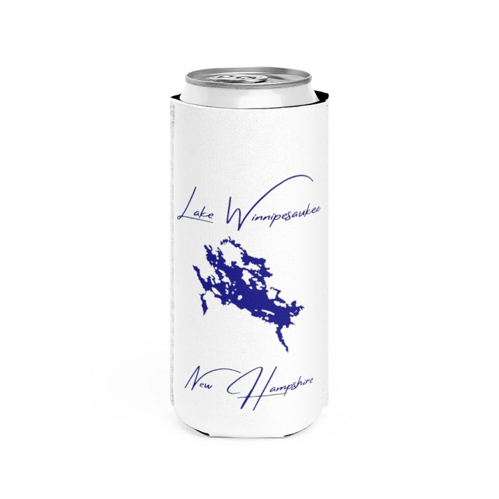 New  Hampshire  Lake  Winnipesaukee  Slim  Can  Koozie  front  position  view  from  front  white.webp