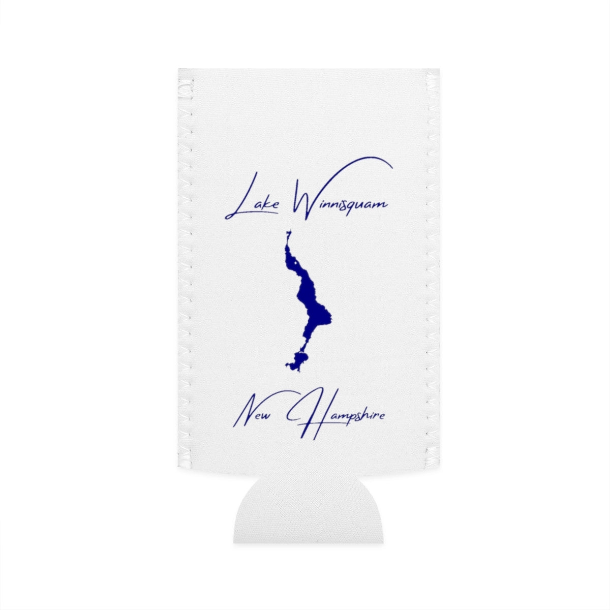 New  Hampshire  Lake  Winnisquam  Slim  Can  Koozie  front  position  view  from  flat-front  white.webp