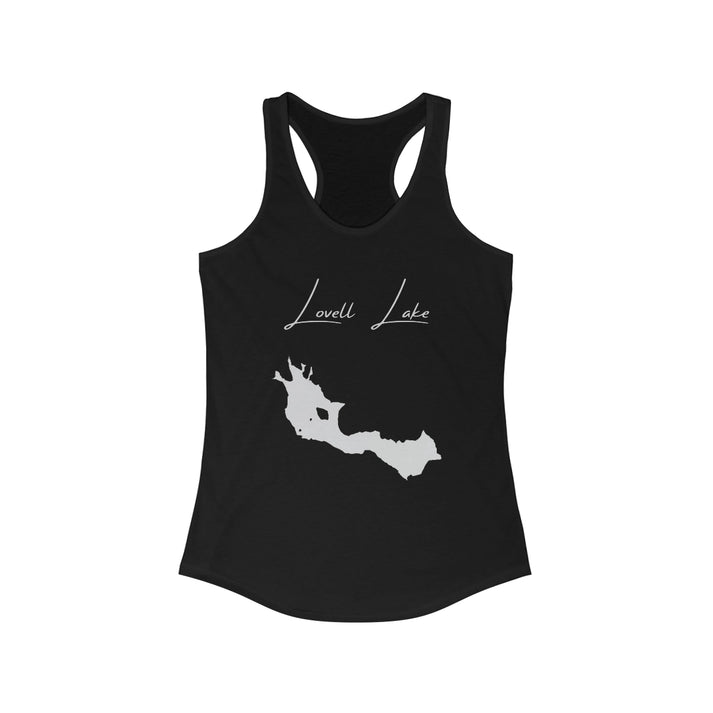 New  Hampshire  Lovell  Lake  Racerback-Tank  front  position  view  from  front  solid  black.webp