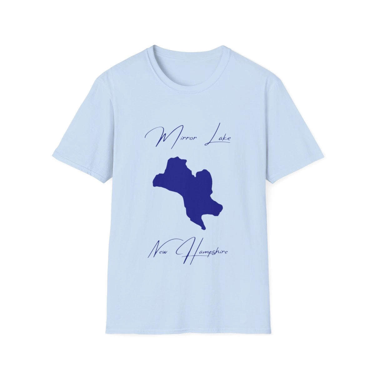 New  Hampshire  Mirror  Lake  T-shirt  front  position  view  from  front  light  blue.webp
