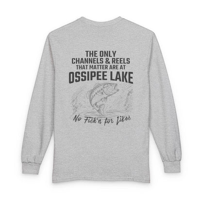 New  Hampshire  Ossipee  Lake  Long  Sleeve  Fishing  T-shirt  back  position  view  from  back  sport  grey.webp