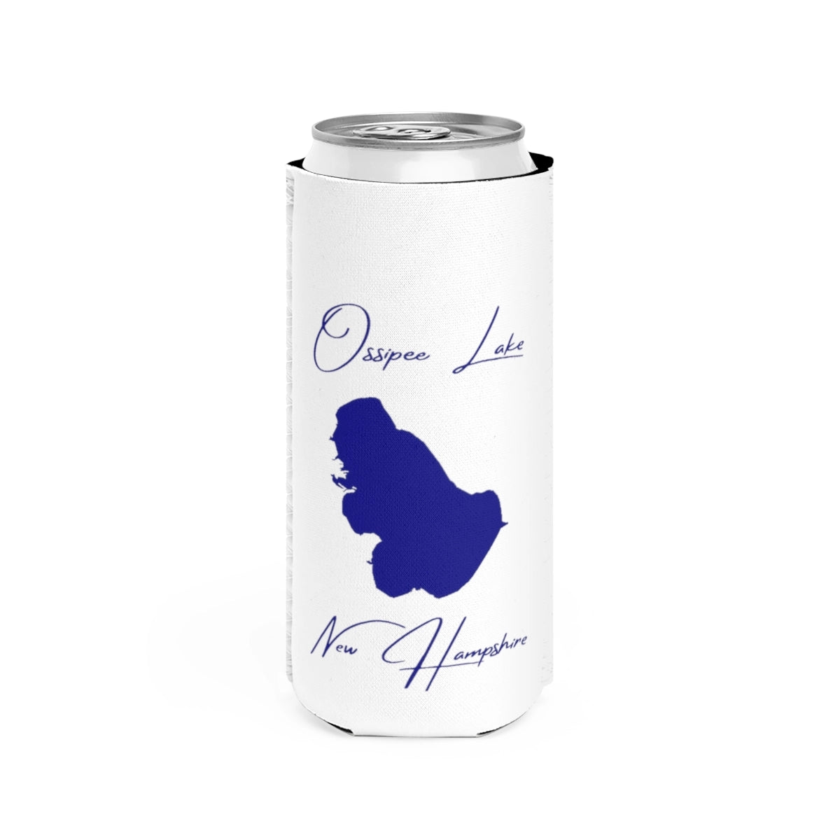 New  Hampshire  Ossipee  Lake  Slim  Can  Koozie  front  position  view  from  front  white.webp