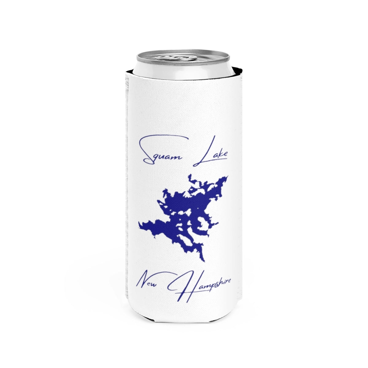 New  Hampshire  Squam  Lake  Slim  Can  Koozie  front  position  view  from  front  white.webp