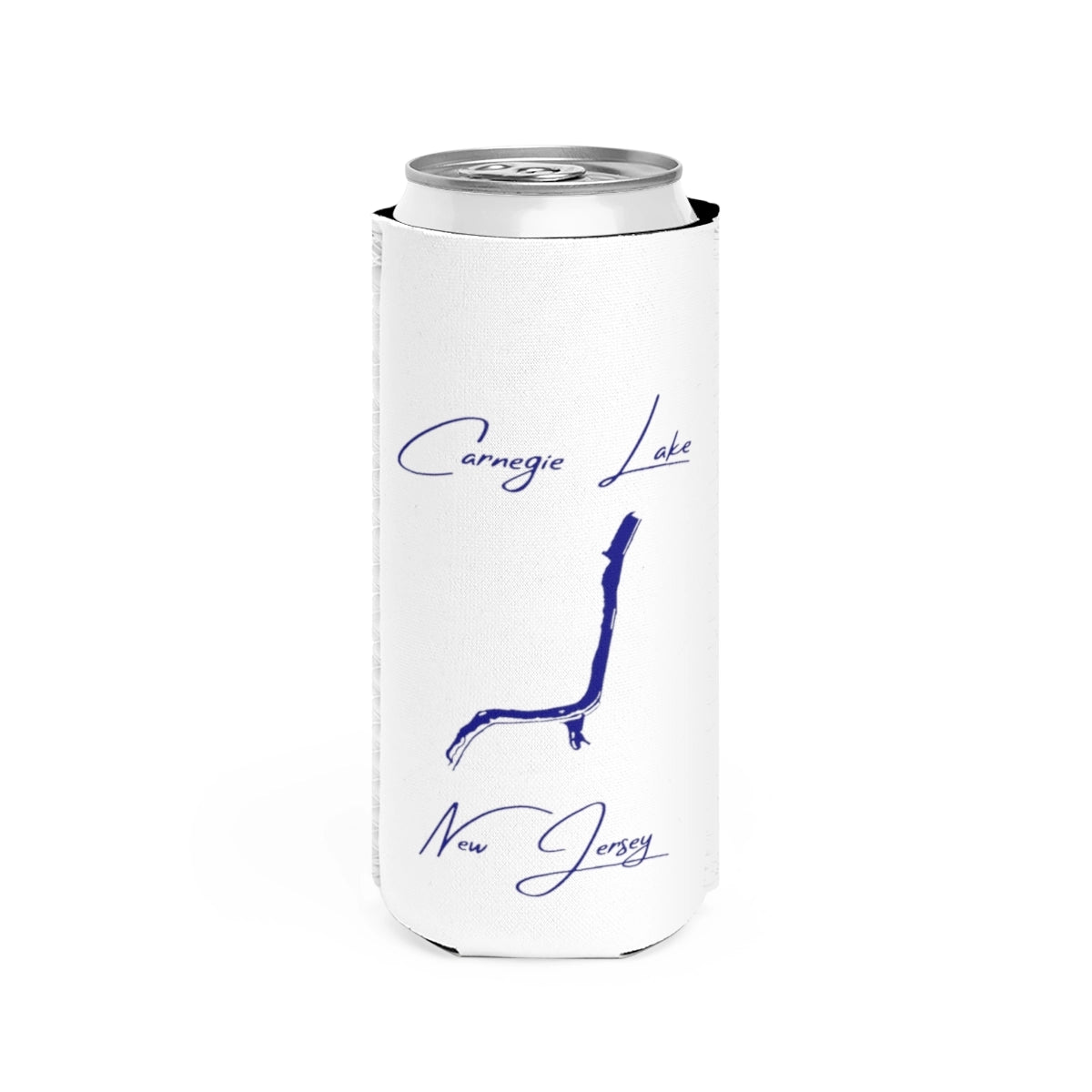 New  Jersey  Carnegie  Lake  Slim  Can  Koozie  front  position  view  from  front  white.webp