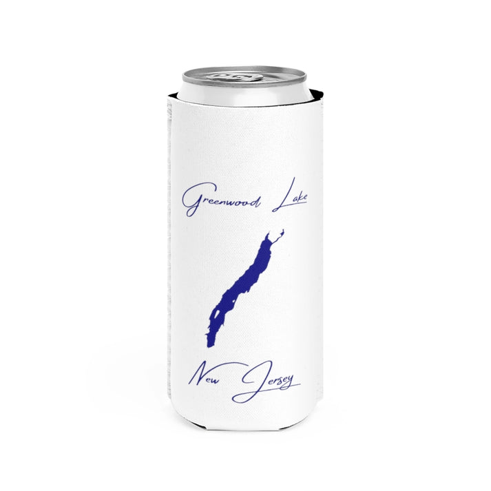 New  Jersey  Greenwood  Lake  Slim  Can  Koozie  front  position  view  from  front  white.webp