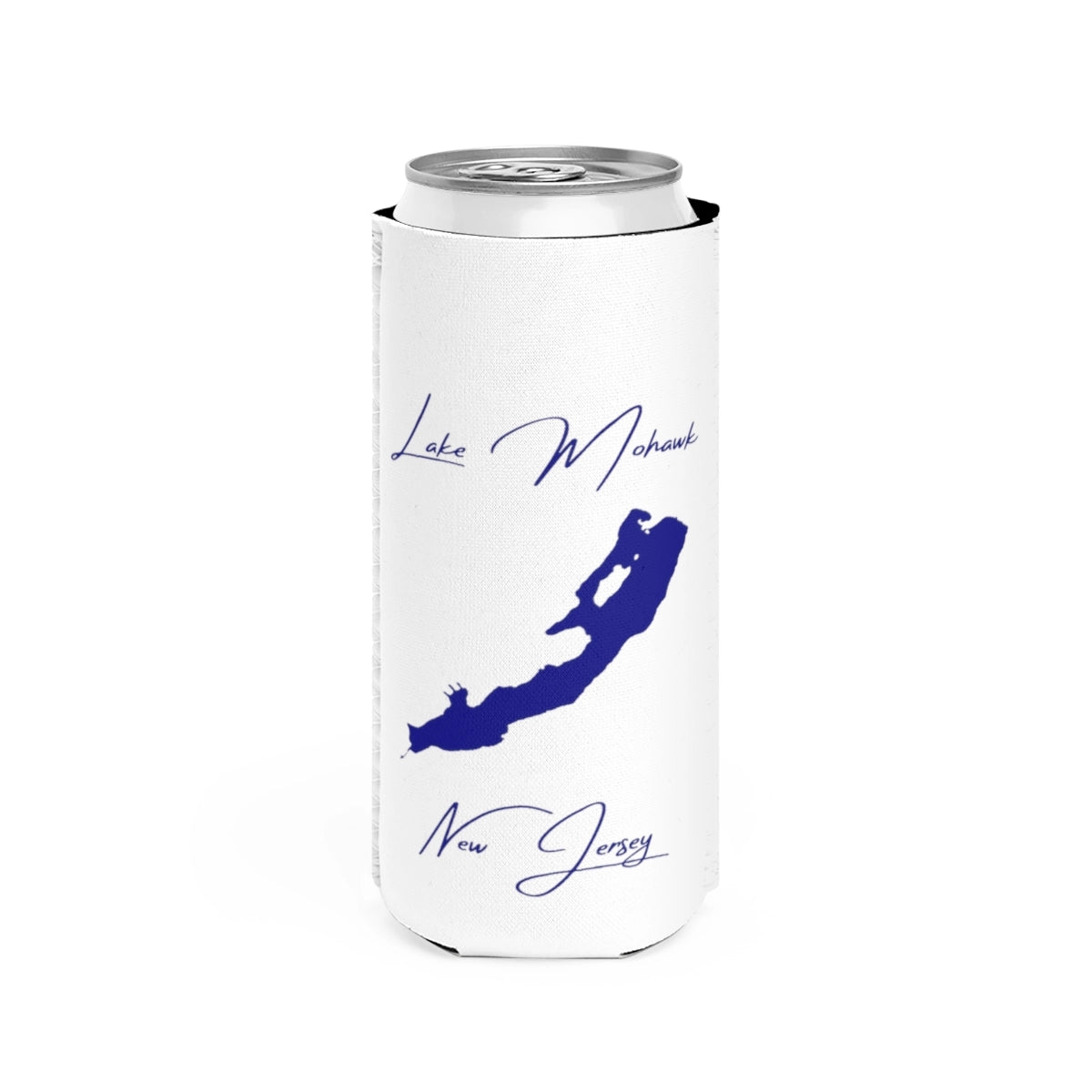 New  Jersey  Lake  Mohawk  Slim  Can  Koozie  front  position  view  from  front  white.webp