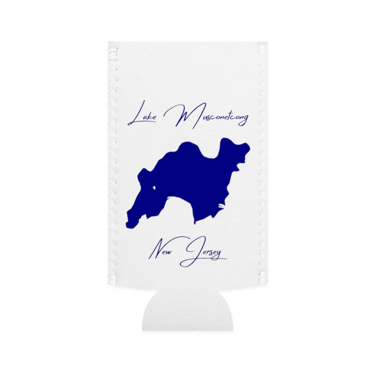 New  Jersey  Lake  Musconetcong  Slim  Can  Koozie  front  position  view  from  flat-front  white.webp