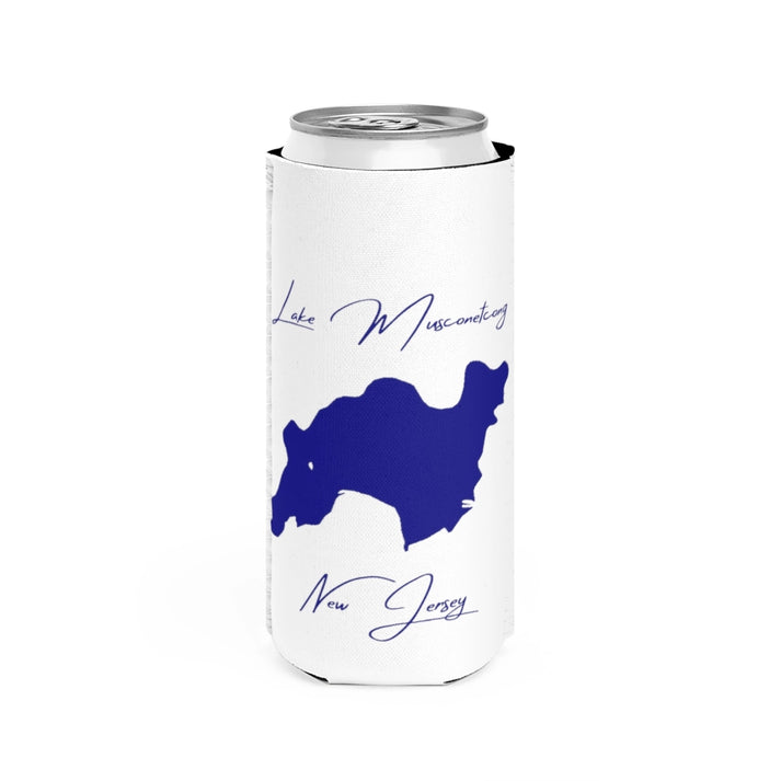 New  Jersey  Lake  Musconetcong  Slim  Can  Koozie  front  position  view  from  front  white.webp