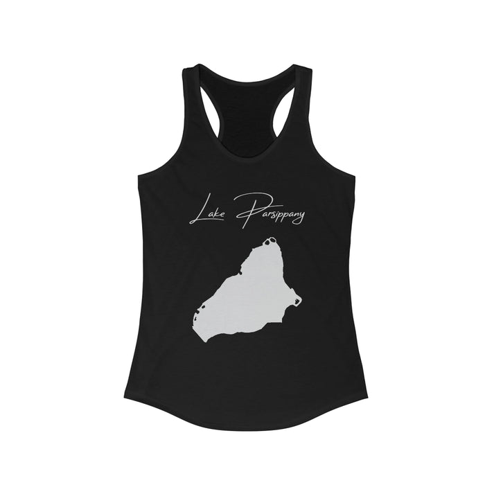New  Jersey  Lake  Parsippany  Racerback-Tank  front  position  view  from  front  solid  black.webp