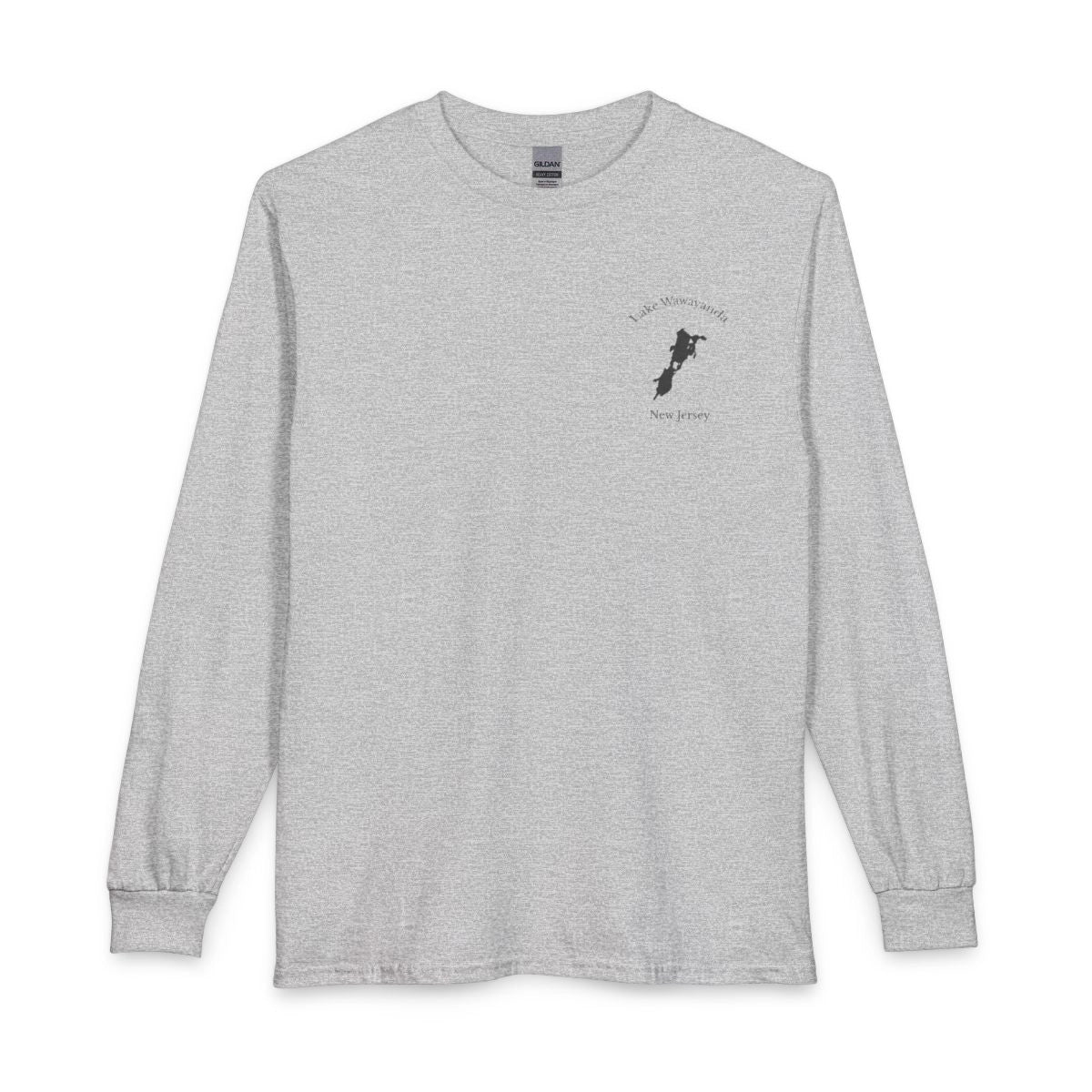 New  Jersey  Lake  Wawayanda  Long  Sleeve  Fishing  T-shirt  front  position  view  from  front  sport  grey.webp