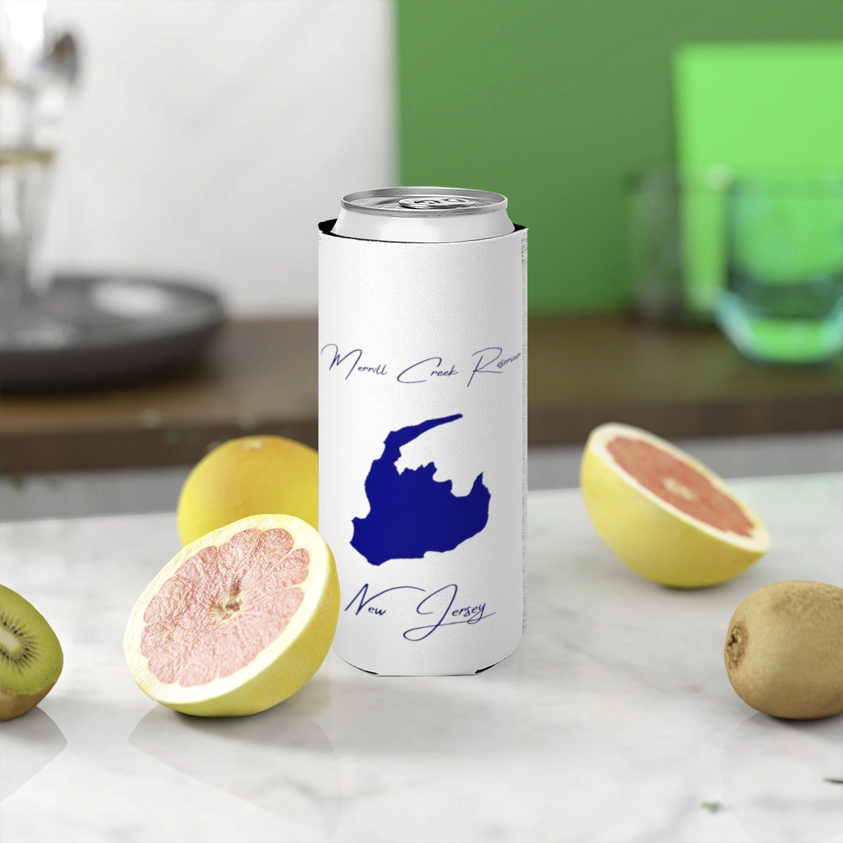 New  Jersey  Merrill  Creek  Reservoir  Slim  Can  Koozie  front  position  view  from  context-2  white.webp