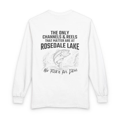 New  Jersey  Rosedale  Lake  Long  Sleeve  Fishing  T-shirt  back  position  view  from  back  white.webp
