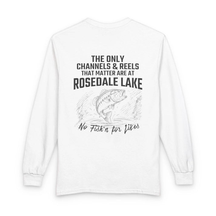 New  Jersey  Rosedale  Lake  Long  Sleeve  Fishing  T-shirt  back  position  view  from  back  white.webp