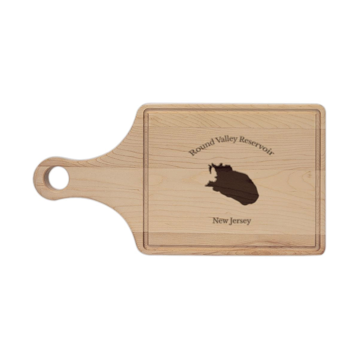 New  Jersey  Round  Valley  Reservoir  Engraved  Cutting  Board  front  position  view  from  front  maple.webp