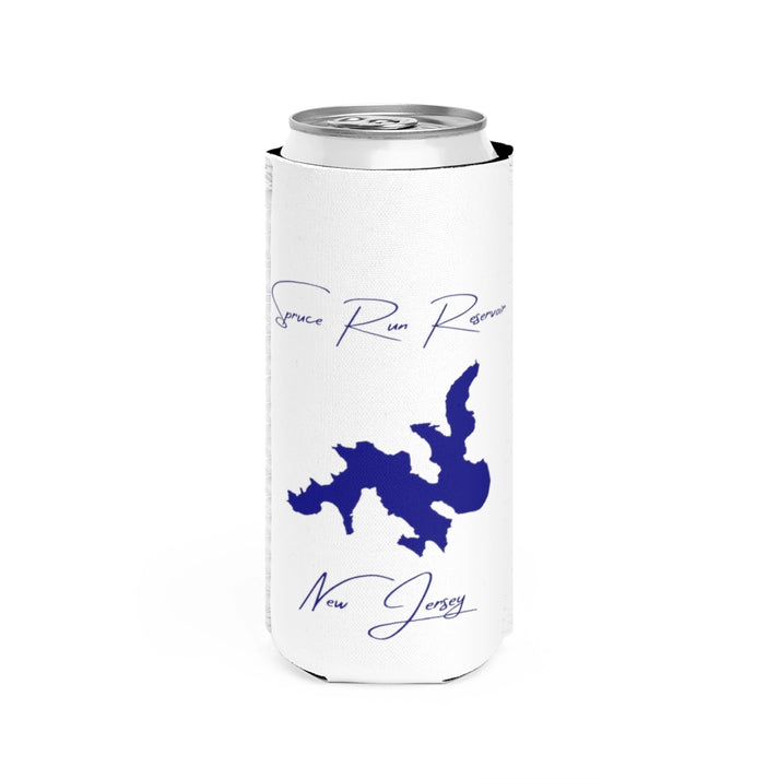 New  Jersey  Spruce  Run  Reservoir  Slim  Can  Koozie  front  position  view  from  front  white.webp