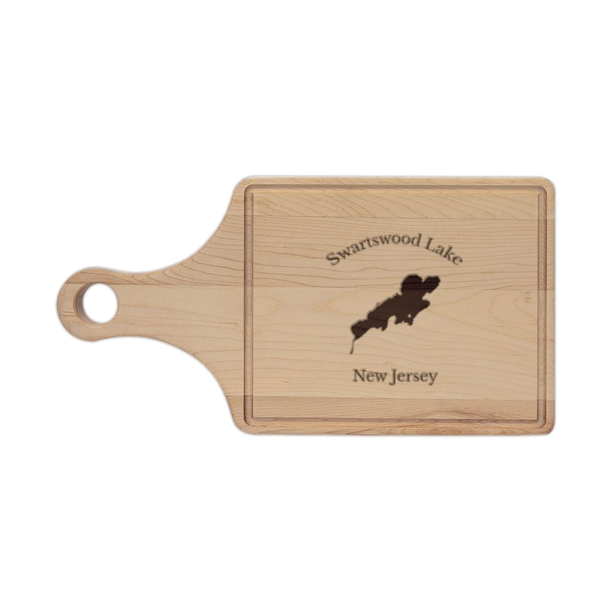 New  Jersey  Swartswood  Lake  Engraved  Cutting  Board  front  position  view  from  front  maple.webp