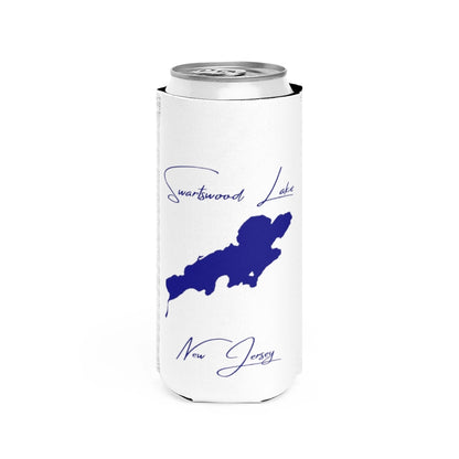 New  Jersey  Swartswood  Lake  Slim  Can  Koozie  front  position  view  from  front  white.webp