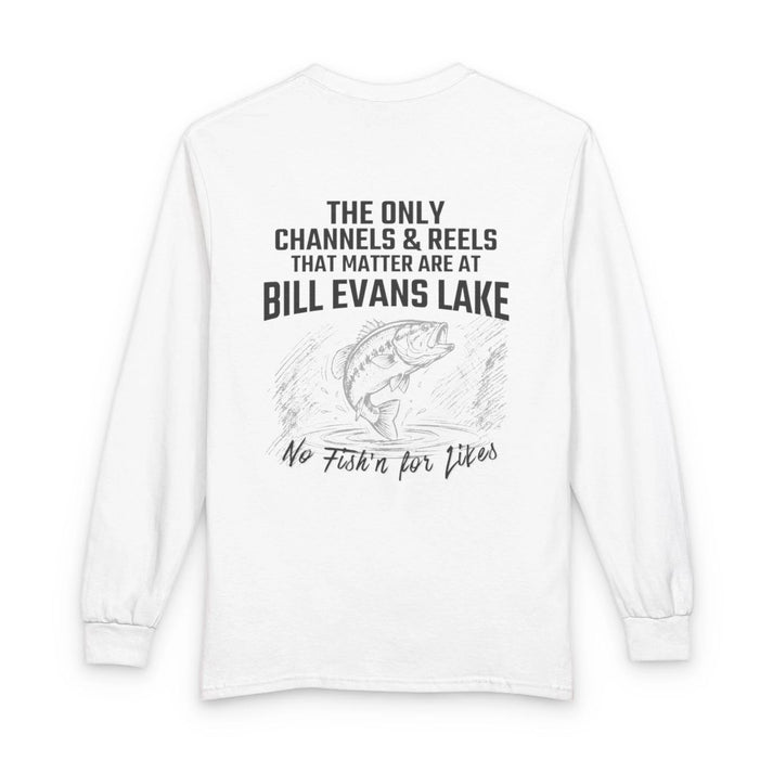 New  Mexico  Bill  Evans  Lake  Long  Sleeve  Fishing  T-shirt  back  position  view  from  back  white.webp