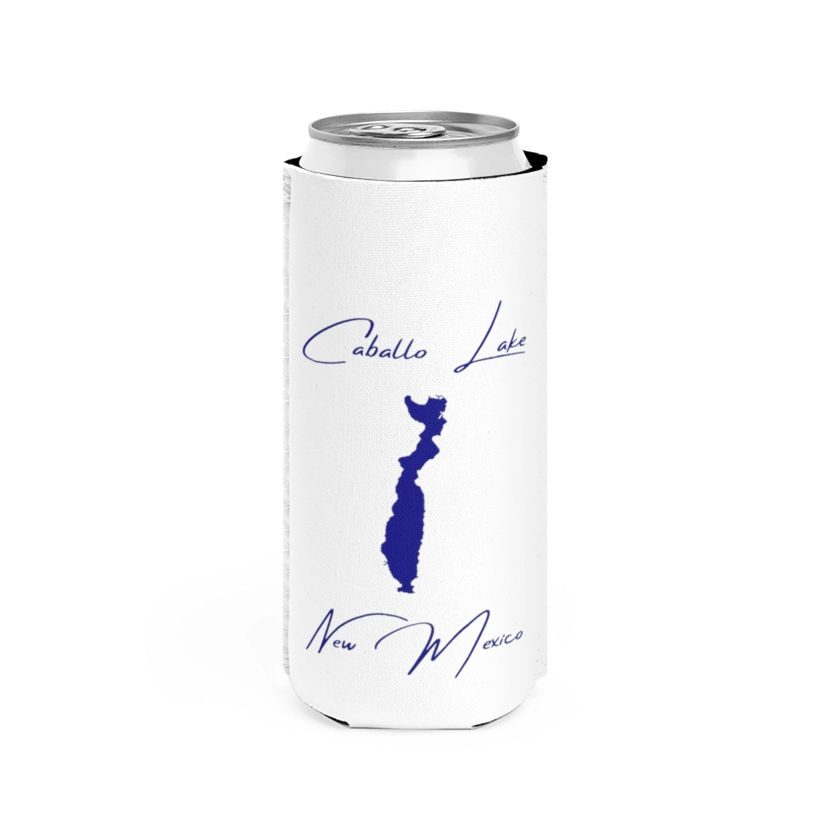 New  Mexico  Caballo  Lake  Slim  Can  Koozie  front  position  view  from  front  white.webp