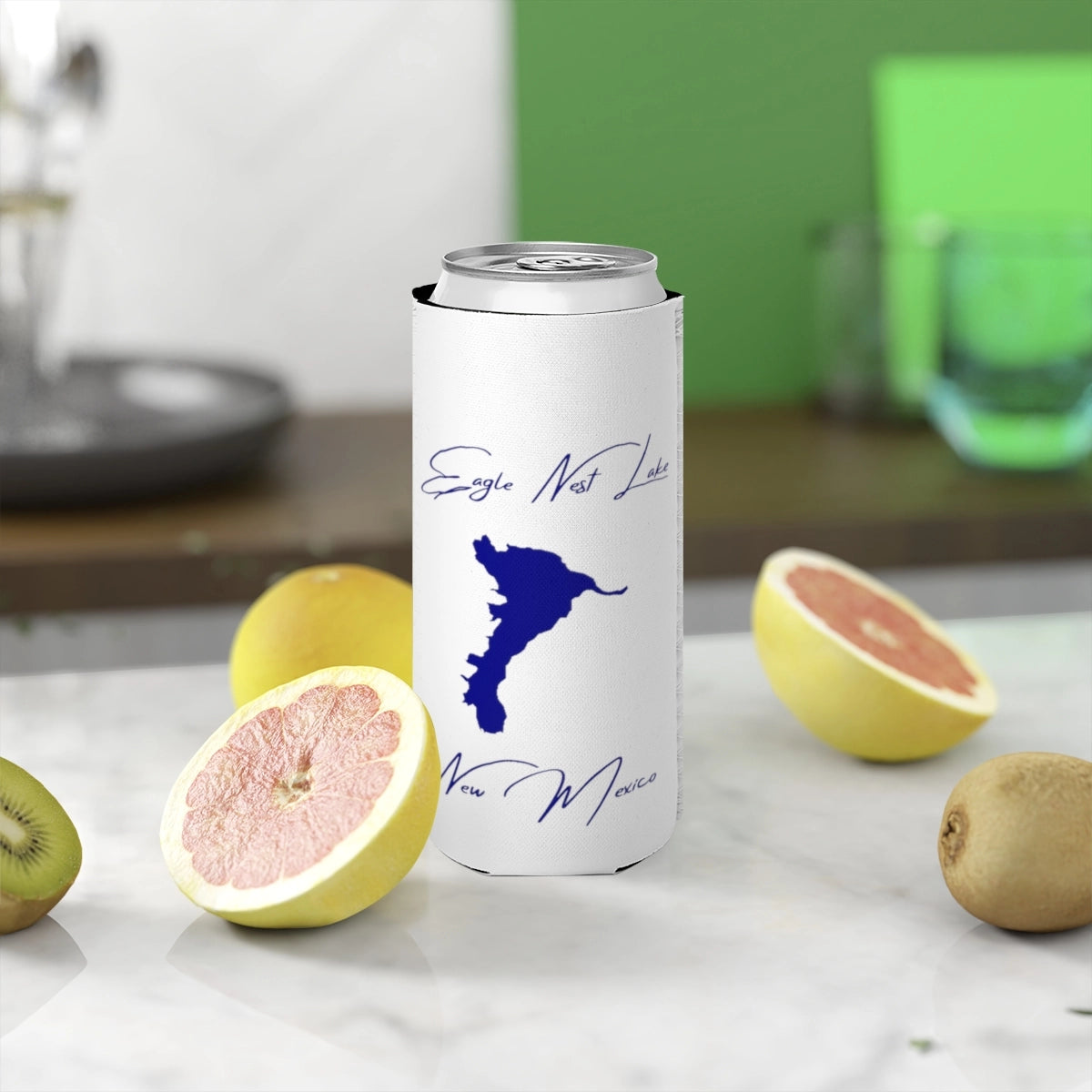 New  Mexico  Eagle  Nest  Lake  Slim  Can  Koozie  front  position  view  from  context-2  white.webp