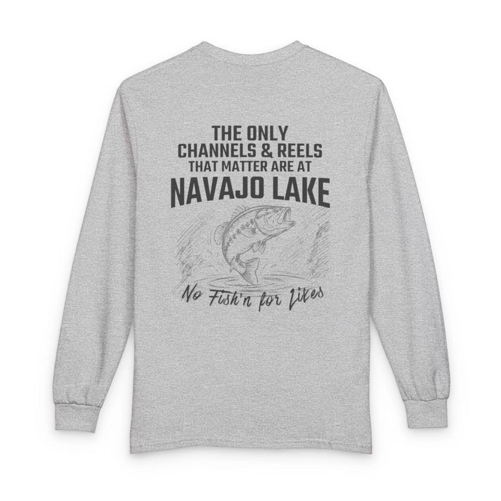 New  Mexico  Navajo  Lake  Long  Sleeve  Fishing  T-shirt  back  position  view  from  back  sport  grey.webp