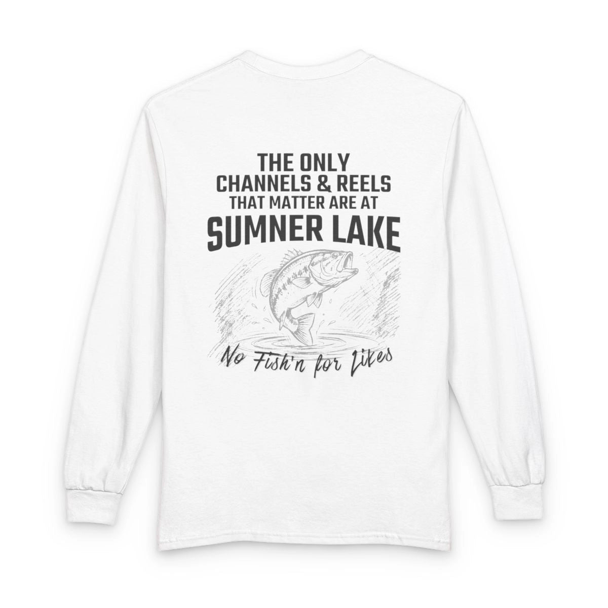 New  Mexico  Sumner  Lake  Long  Sleeve  Fishing  T-shirt  back  position  view  from  back  white.webp