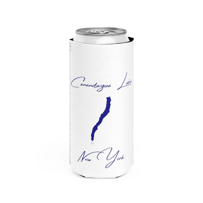 New  York  Canandaigua  Lake  Slim  Can  Koozie  front  position  view  from  front  white.webp