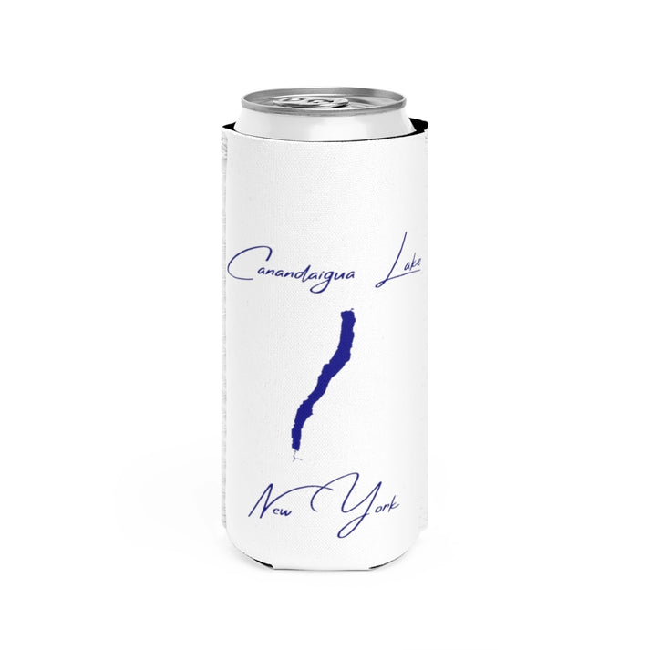 New  York  Canandaigua  Lake  Slim  Can  Koozie  front  position  view  from  front  white.webp